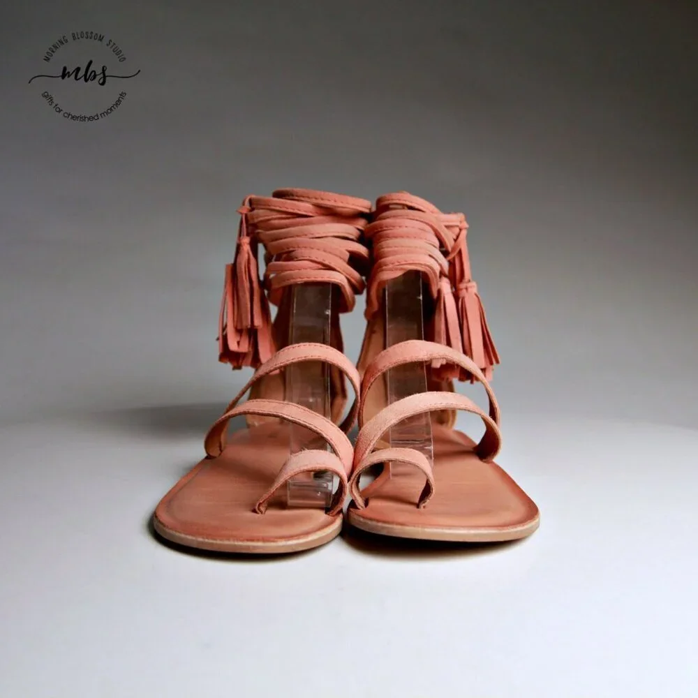 Jeffrey Campbell Glady Leather Tassel Zip Toe Loop Sandals Orange‎ Women Size 3